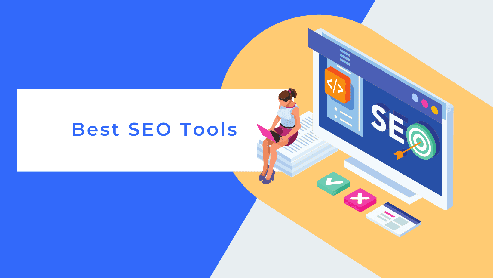 Featured image for the best SEO tools with a rocket and search bar
