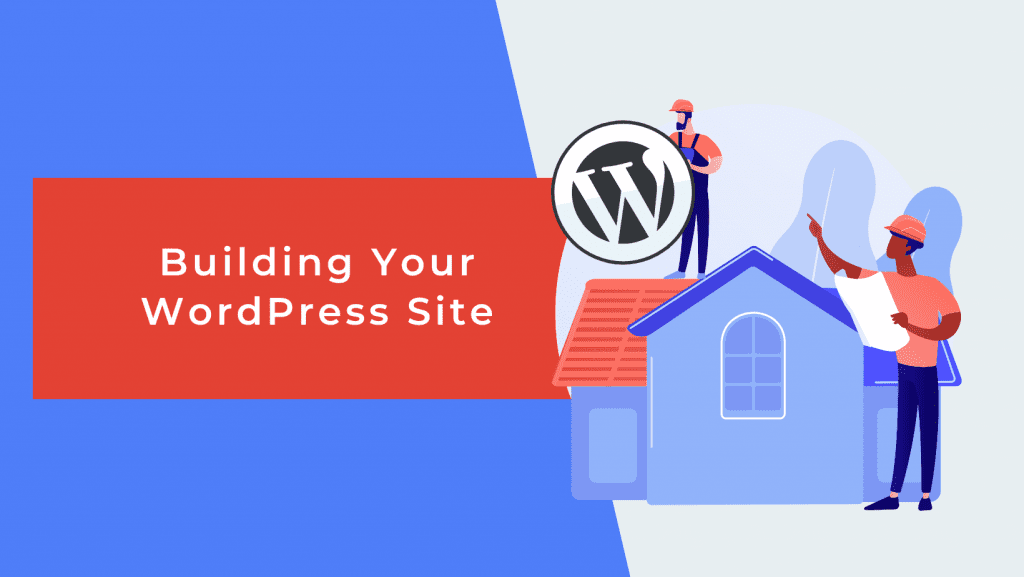 Image representing workers create a WordPress site but its a house with its logo