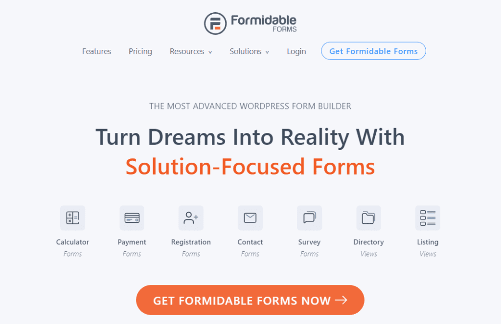Formidable forms best form plugins for WordPress webpage