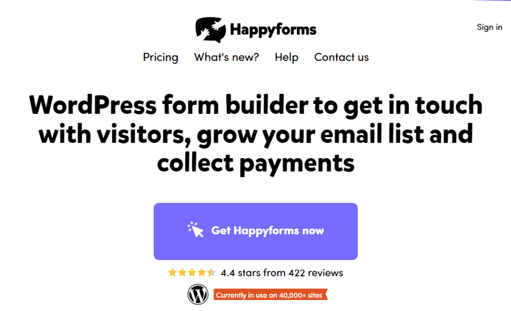 Happyforms website page