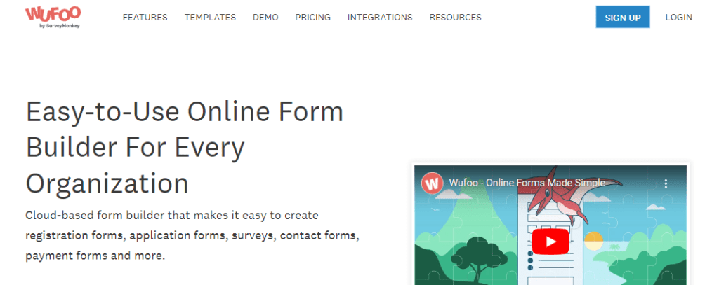 Wufoo WordPress plugin for form website screenshot