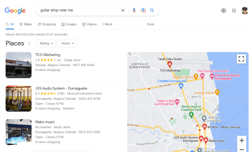 Some local stores implementing digital marketing tips for small businesses by claiming their list in Google My Business.