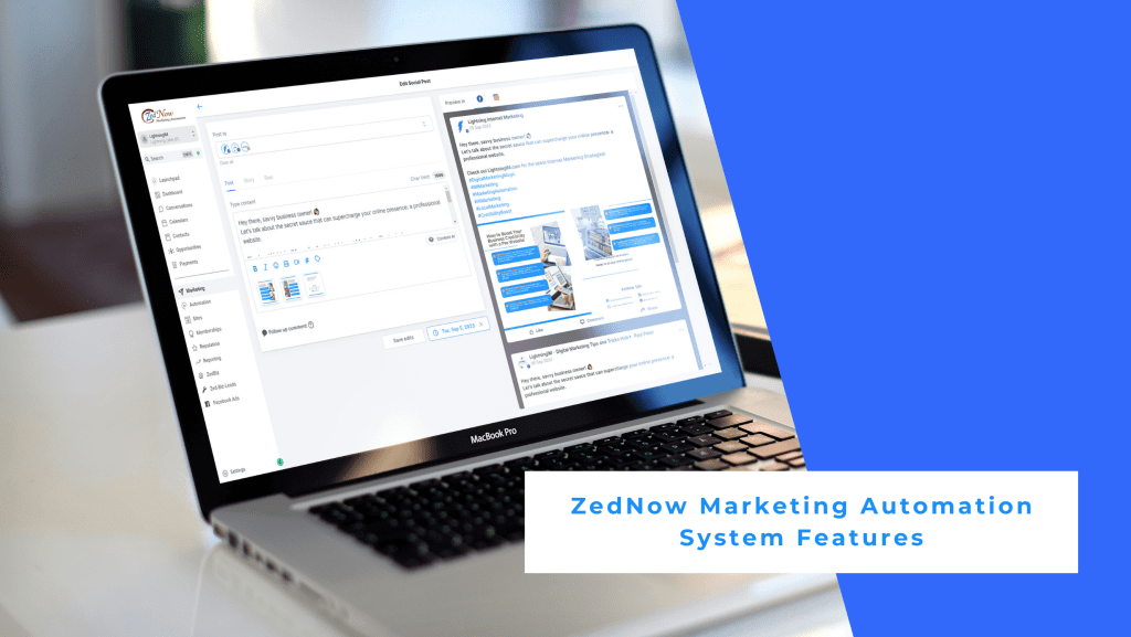 Macbook with ZedNow Marketing Automation System.