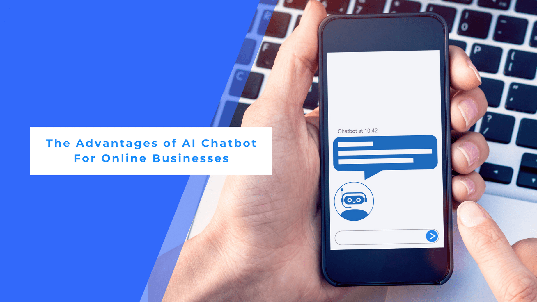Mobile user on a business website making use of the advantages of AI chatbots